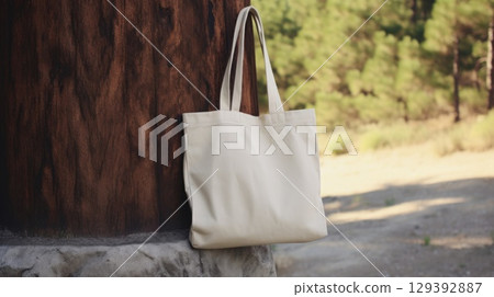cotton tote bag mock up shopping bag, ai cotton tote bag mock up shopping bag, ai 129392887