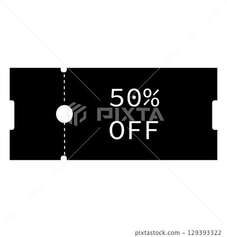 Black Discount Voucher Icons vector, coupon. Sale voucher with barcode stripe 129393322