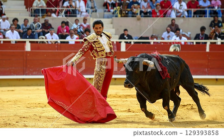 Mexican bullfighters exchange red cloths for bullfights 129393858