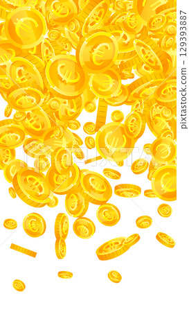 European Union Euro coins falling. Scattered gold EUR coins. Europe money. Great business success concept. Vector illustration. 129393887