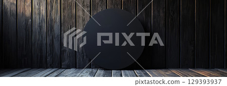 The circular signboard mockup designed like a chalkboard, set against dark wooden planks. The circular signboard mockup designed like a chalkboard, set against dark wooden planks. 129393937