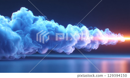 Realistic Ground Smoke Rolling on Dark Surface 129394150