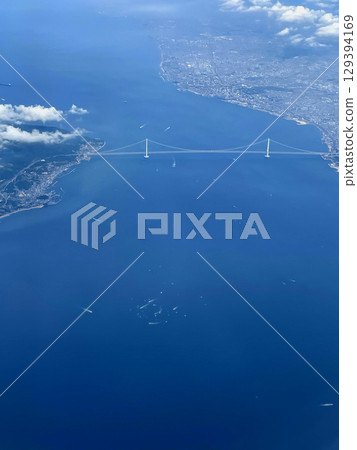 Aerial view of Akashi Kaikyo Bridge Aerial view of Akashi Kaikyo Bridge 129394169