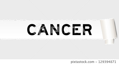 Ripped gray paper background that have word cancer under torn part 129394871