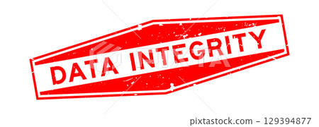 Grunge red data integrity word hexagon rubber seal stamp on white background Grunge red data integrity word hexagon rubber seal stamp on white background 129394877