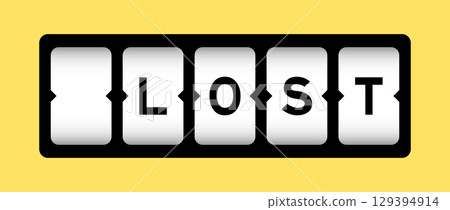 Black color in word lost on slot banner with yellow color background 129394914