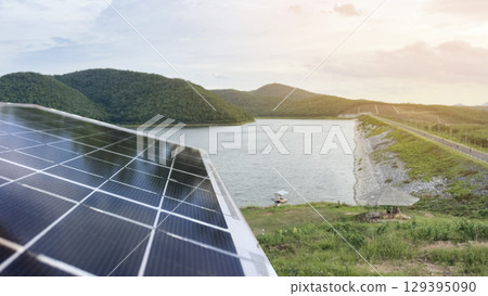 Solar Panel for Water Pump System by Reservoir 129395090