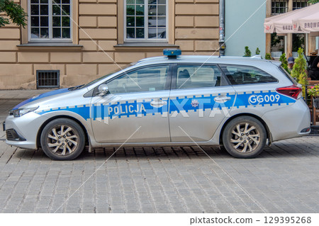 Poland, police car on the streets of Krakow. Poland, police car on the streets of Krakow. 129395268