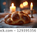 Round challah bread 129395356