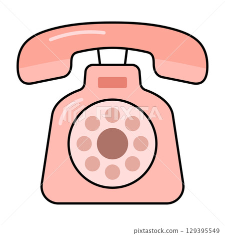 Vintage Pink Rotary Telephone Vector Illustration. Charming vector illustration of a classic vintage rotary telephone in soft pastel pink tones. Vintage Pink Rotary Telephone Vector Illustration. Charming vector illustration of a classic vintage rotary telephone in soft pastel pink tones. 129395549