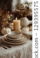 Rustic fall table setting 129395575