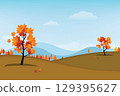 Autumn beautiful landscape. Autumn day with mountains and a clear sky. 129395627