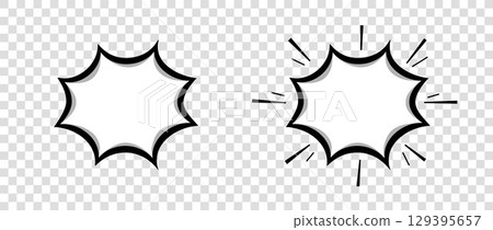 Empty comic speech bubbles on a transparent background. A speech balloon or cartoon design elements. 129395657