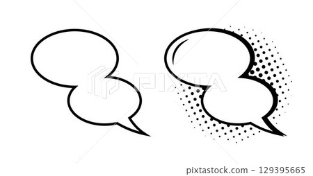 Oval-shaped speech bubbles or cartoon design or comic book elements highlighted on a white background. Oval-shaped speech bubbles or cartoon design or comic book elements highlighted on a white background. 129395665