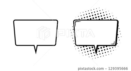 A set of rectangular speech bubble templates on a white background. A set of rectangular speech bubble templates on a white background. 129395666