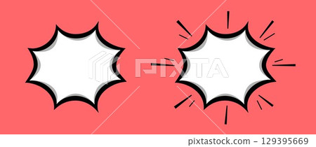 Speech bubbles or elements of cartoon design, comics, highlighted on a coral background. 129395669