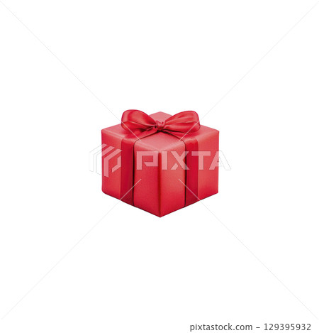 Vibrant red gift box with shiny ribbon and bow, perfect for festive occasions and celebrations, conveying sense of joy and anticipation 129395932