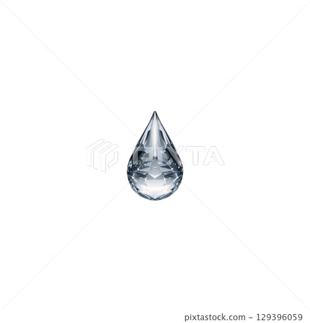 Sparkling, faceted crystal teardrop against transparency background, showcasing its clarity and brilliance. gem like shape reflects light beautifully, creating sense of elegance and luxury 129396059