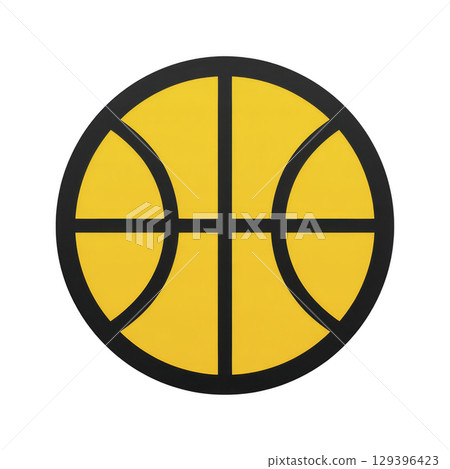 Yellow basketball icon with black outline and lines, symbolizing sports and recreation. simple design is ideal for digital use, conveying energy and activity Yellow basketball icon with black outline and lines, symbolizing sports and recreation. simple design is ideal for digital use, conveying energy and activity 129396423