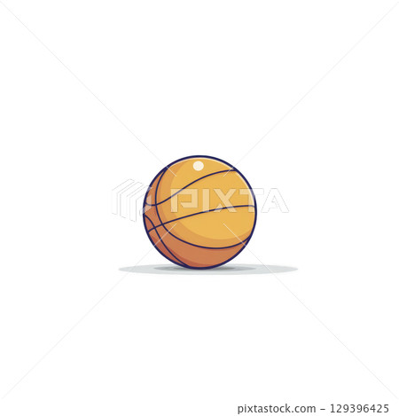 Vibrant illustration of basketball with shadow beneath it, set against plain background, conveying sense of motion and energy Vibrant illustration of basketball with shadow beneath it, set against plain background, conveying sense of motion and energy 129396425