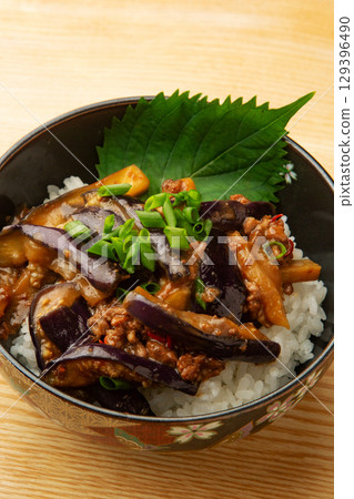 Eggplant and meat miso rice bowl Eggplant and meat miso rice bowl 129396490