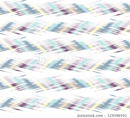 Seamless ripple lines Ikat geometric tile pattern. Abstract zig-zag ornament. Tribal ethnic texture. Asian motif artistic embroidery 129396501