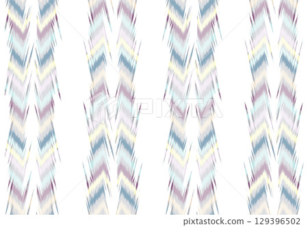Seamless ripple lines Ikat geometric tile pattern. Abstract zig-zag ornament. Tribal ethnic texture. Asian motif artistic embroidery 129396502