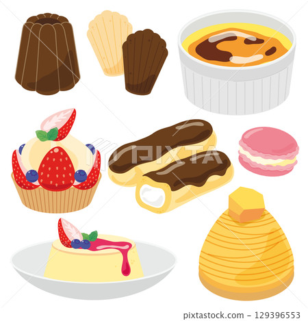 French pastry illustration set 129396553