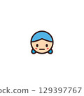 paper sticker on white background girl 129397767