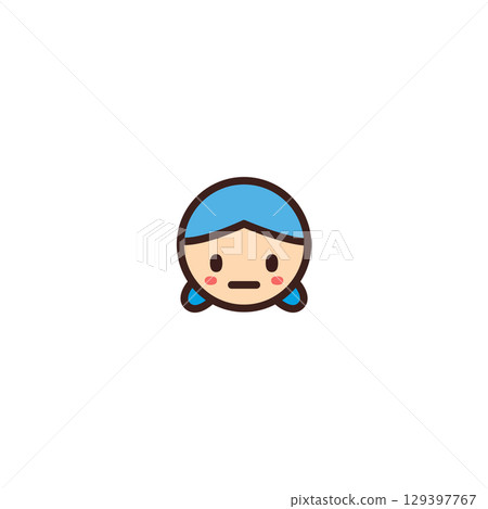 paper sticker on white background girl 129397767