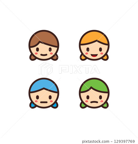 paper sticker on white background girl 129397769