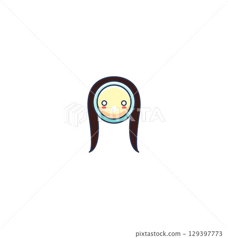 paper sticker on white background girl paper sticker on white background girl 129397773
