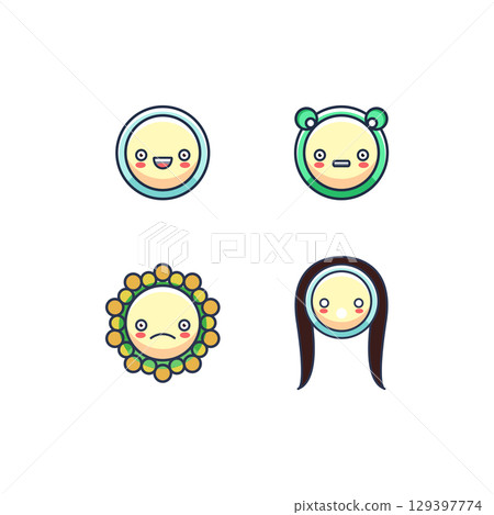 paper sticker on white background girl 129397774
