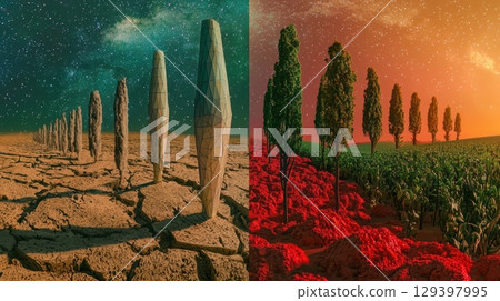 Contrasting Landscapes An InDepth Journey through Natures Beautiful Transformations 129397995