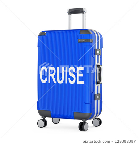 Cruise concept with travel suitcase. 3D rendering 129398397