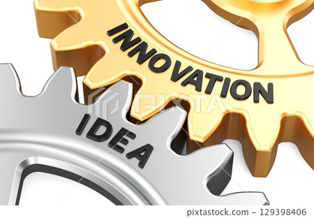Innovation and Idea, gears connection. 3D rendering 129398406