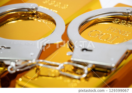 Handcuffs Gold Bar Handcuffs Gold Bar 129399067