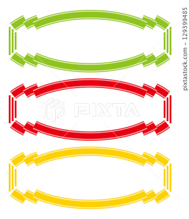 絲帶標題框插圖綠色、紅色、黃色 絲帶標題框插圖綠色、紅色、黃色 129399485