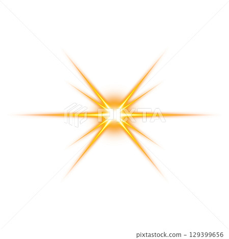 橙色星爆光效透明背景 129399656
