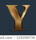 Luxury golden 3D letter on dark blue. Elegant element for design. Premium 3D metallic numeral for birthday, competition result, calendars, postcards or any advertising 129399736