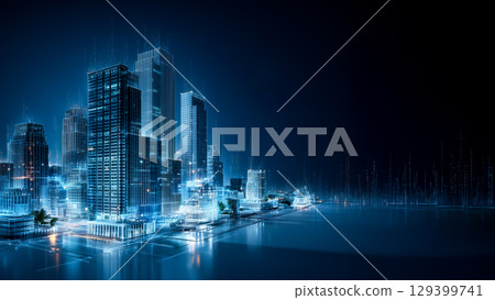 虛擬實境環境中的摩天大樓建築視覺化 虛擬實境環境中的摩天大樓建築視覺化 129399741