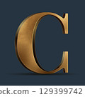 Luxury golden 3D letter on dark blue. Elegant element for design. Premium 3D metallic numeral for birthday, competition result, calendars, postcards or any advertising 129399742