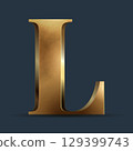 Luxury golden 3D letter on dark blue. Elegant element for design. Premium 3D metallic numeral for birthday, competition result, calendars, postcards or any advertising 129399743
