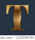 Luxury golden 3D figure on dark blue. Elegant letter for logo design. Premium 3D metallic alphabet for birthday, competition result, calendars, postcards or any advertising 129399744
