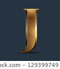 Luxury golden 3D letter on dark blue. Elegant element for design. Premium 3D metallic numeral for birthday, competition result, calendars, postcards or any advertising 129399749