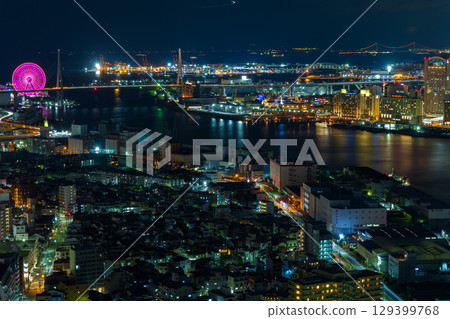 Osaka night view: View of Osaka Bay from Osaka Bay Tower Osaka night view: View of Osaka Bay from Osaka Bay Tower 129399768