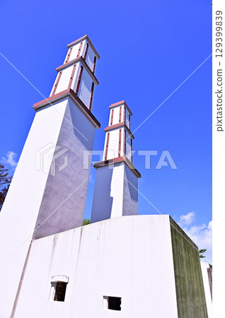 Nakaminato Reverberatory Furnace shining against the blue sky 129399839
