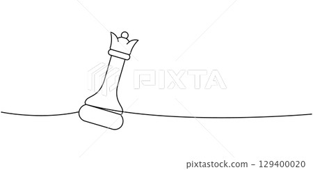 minimalist line art of a tilted chess queen piece on a single line, elegant black outline design for strategy and balance minimalist line art of a tilted chess queen piece on a single line, elegant black outline design for strategy and balance 129400020