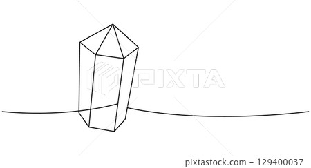Spirituality crystal one line continuous drawing. Diamond and jewel. Vector illustration 129400037