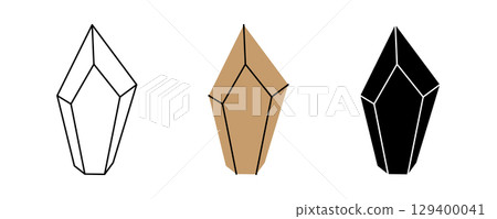 Magical stone. Crystals glowing mineral. Vector illustration 129400041